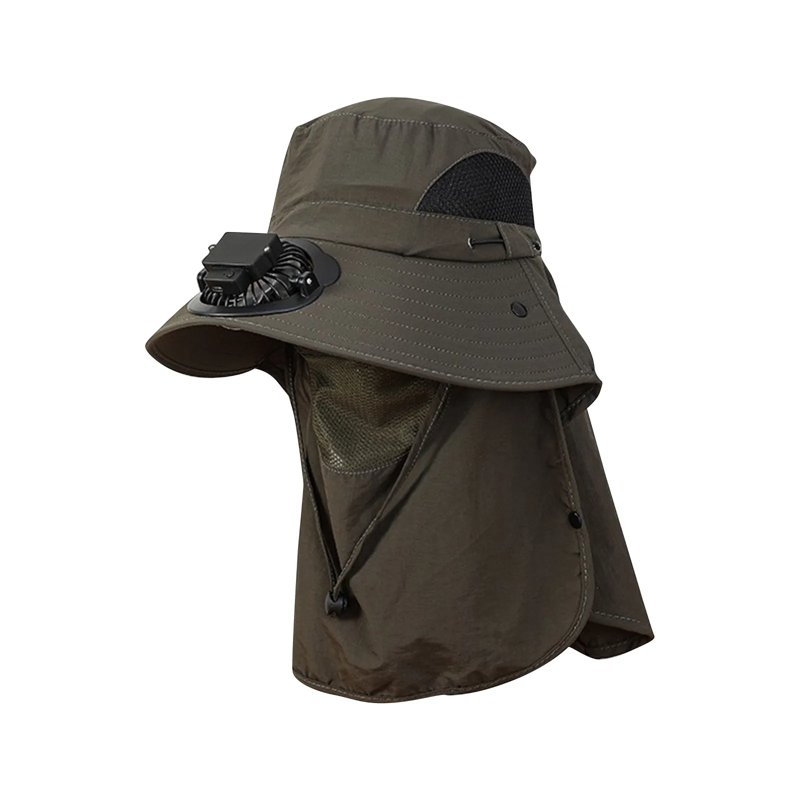 

Solar USB Powered Cooling Fan Sun Hat Full Face Neck Protection Wide Brim Cap for Tea Harvest Greenhouse Farm Working Fishing