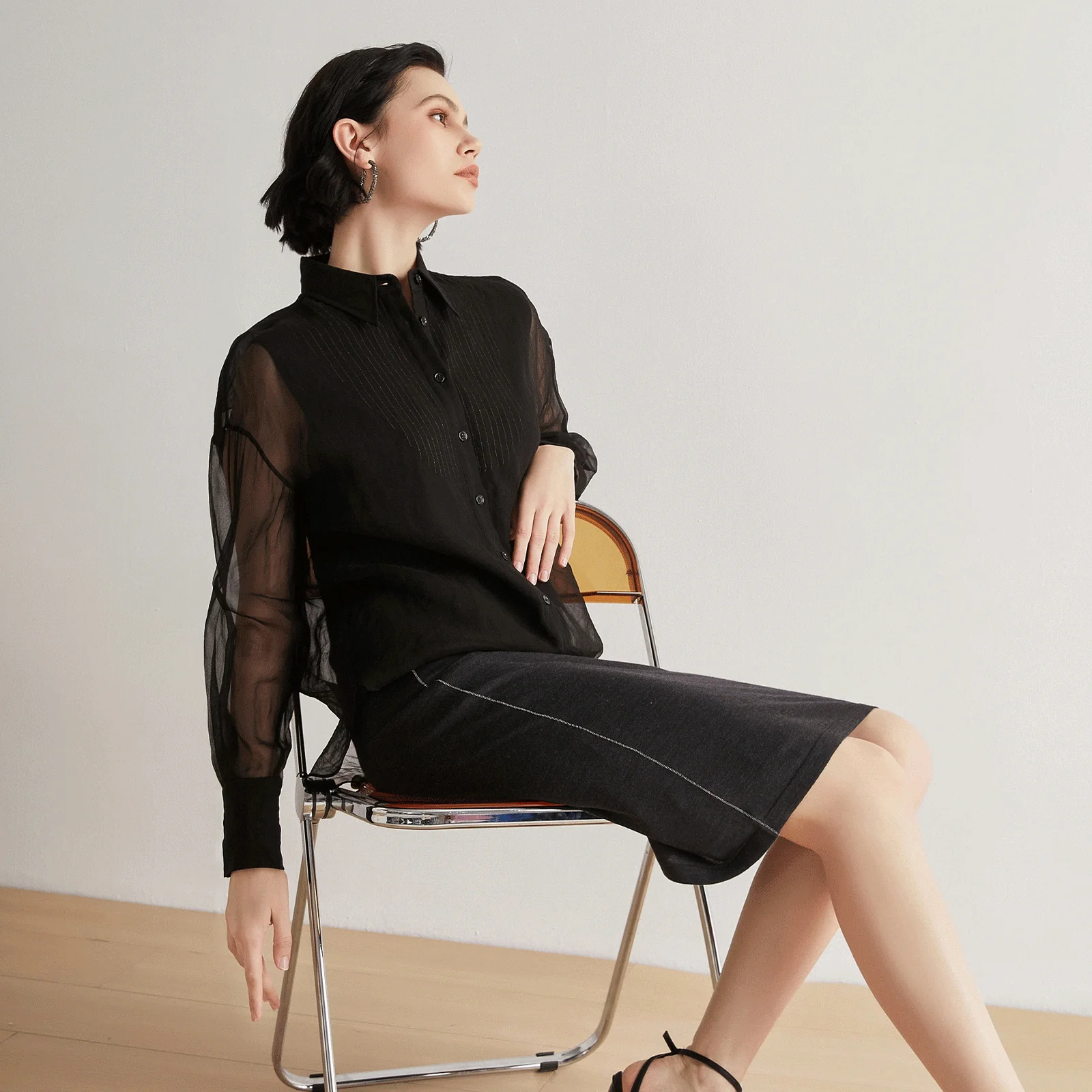 

BC-39 Женский кардиган с воротником-поло, легкая роскошная смесь 30% шелка и 70% шерсти, удобная повседневная верхняя одежда