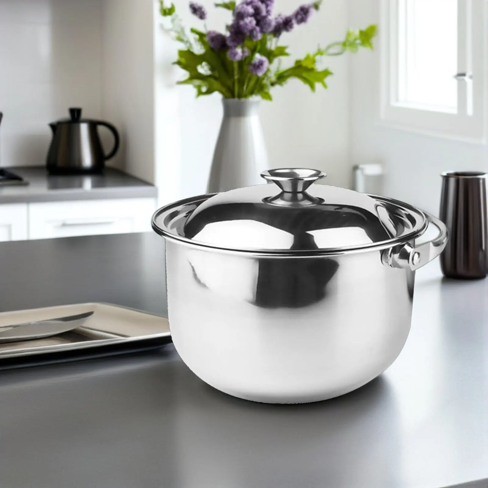 Stainless Steel Stockpot Multipurpose Soup Cooking Pot with Handle for Home Restaurant Hotel Kitchen Lid Cooking Utensil Stewing
