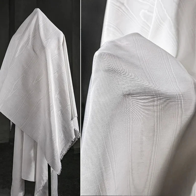 

White Cloud Patterned Reflective Jacquard Fabric for Windbreaker Clothing Designers Water Ripple Wood Grain Cloth Diy Sewing