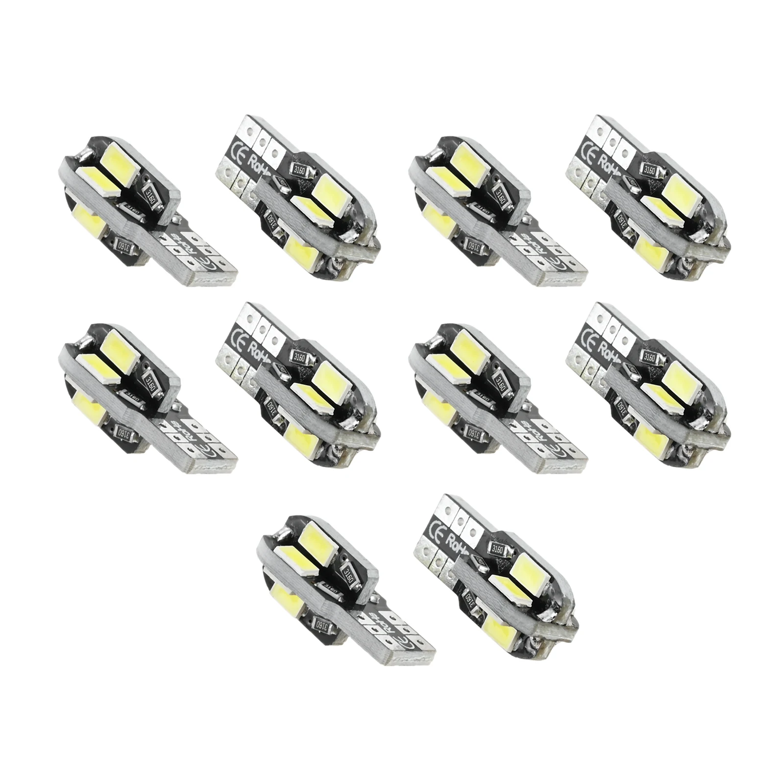 

10 шт. белые/красные/синие/зеленые/желтые светодиодные лампы T10 5730 8SMD, лампы t10 w5w 5730 8SMD декодирование Широкие индикаторы CANBU