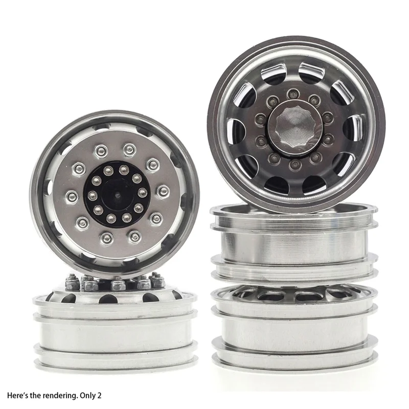 Metal Front Rear Wheel Rim Hubs for Tamiya Truck 1/14 RC Tractor Trailer Cargo Car Wheels Tires,Rear 44Mm,2PCS