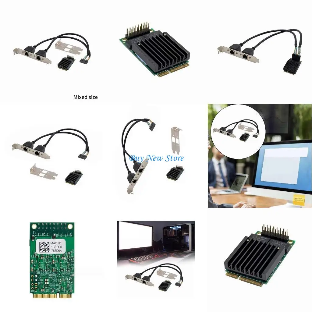 높은 인터넷 효율성 1000/100/10Mbps 빠른 전송을 위한 2x RJ45 포트가 있는 20CE 미니 PCIe-기가비트 이더넷 어댑터