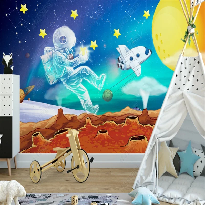 Fantasy Gorgeous  Space 3d Wall Paper Astronaut  Spacecraft Mural Constellation for Kids Room Children's Room  Decor