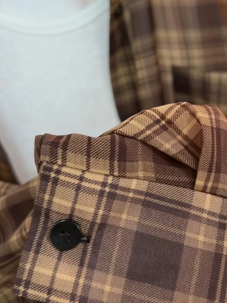 Verano 2025 mujer suelta ajuste largo Sve Ne Plaid irt coreano Faion versátil adelgazamiento moda Top viaje Sle