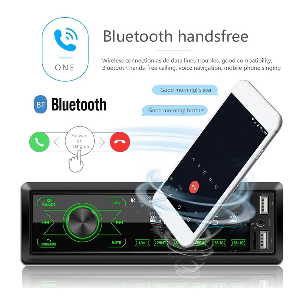

A82E-Car Stereo Bluetooth Touch Screen Car Radio Bluetooth 4X60W 7 Colours 2USB/SD/AUX Hands Free Bluetooth 87.5-108M
