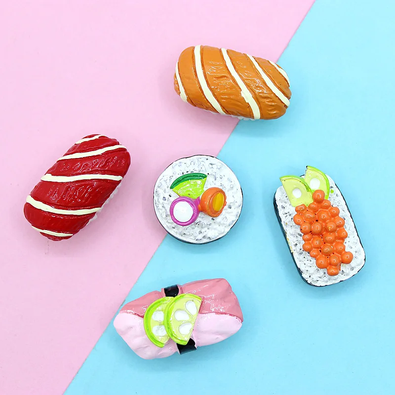 10pcs Resin Mini Sushi Fake Food Material Scrapbook Figures for Crafts Embellishments Figurine Diy Flatback Cabochon Kawaii Item