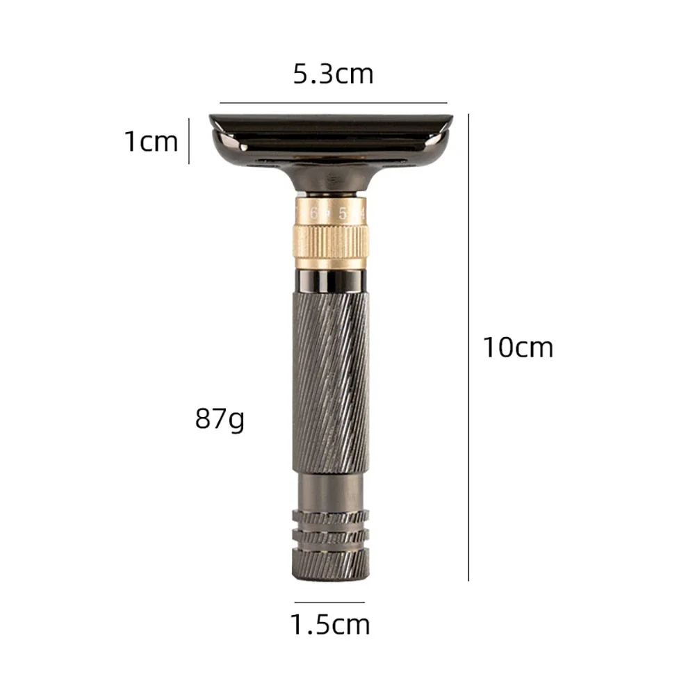 RZACLEA13T New Design 1-8 Adjustable Classic Double Edge Safety Razor Stainless Steel Blade Shaver Best Shaving Razor For Male view 2