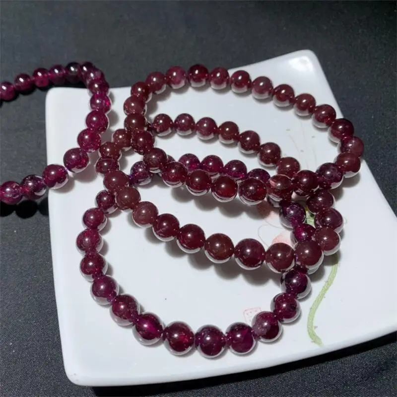 7MM Natural Garnet Bracelet Fashion Energy Stone Reiki Healing Crystal Strand Fengshui Gift 1PCS