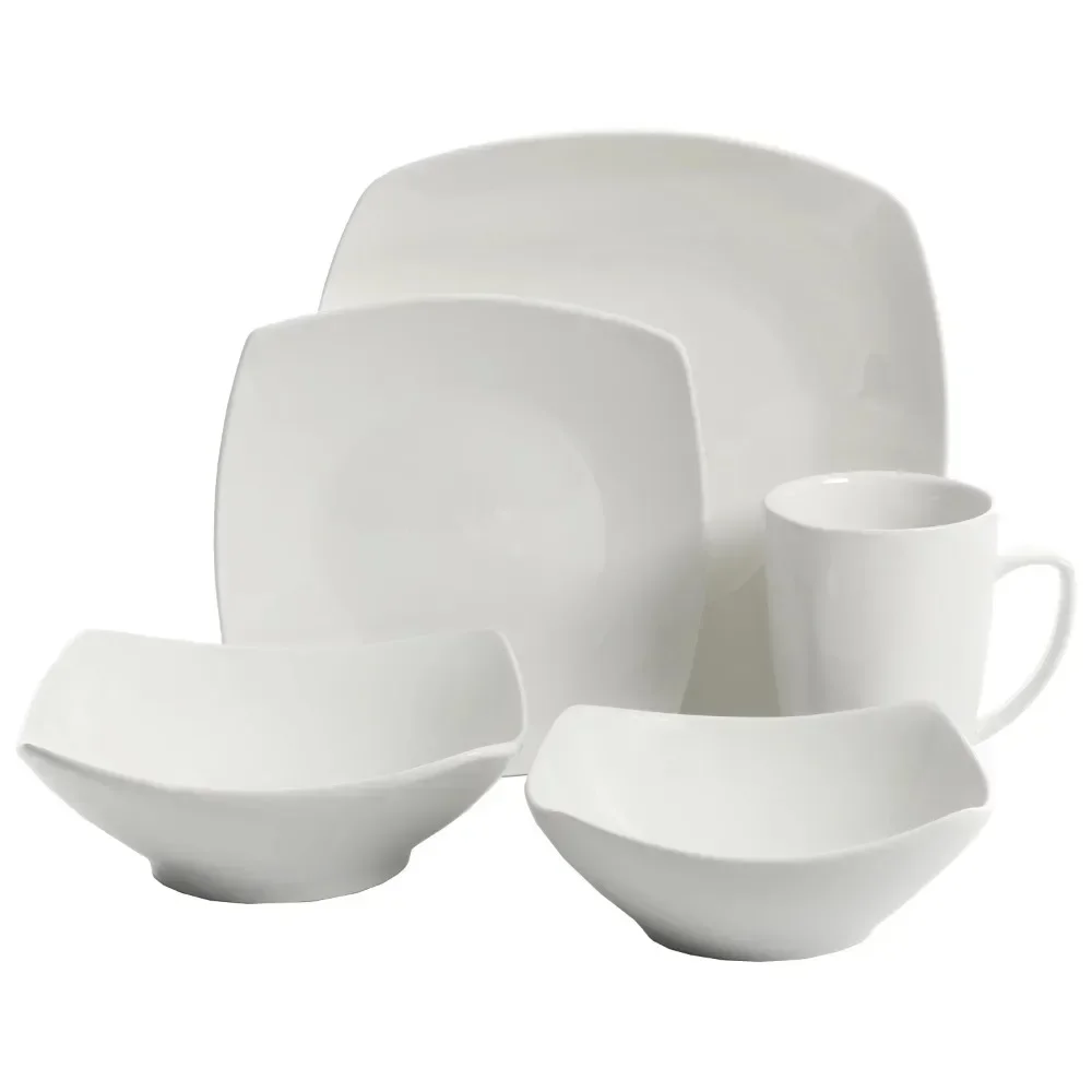 For Everyday Square Expanded 40-Piece Dinnerware Set Dinner   Dining Table   Bowls and Plates