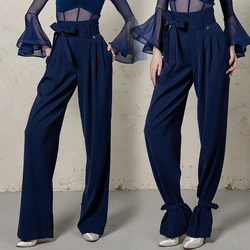 New Women's Latin Dance Pants High end Slimming Modern Ballroom Practice Wear Pants Fashion High waisted Dancing Trousers XH1450
