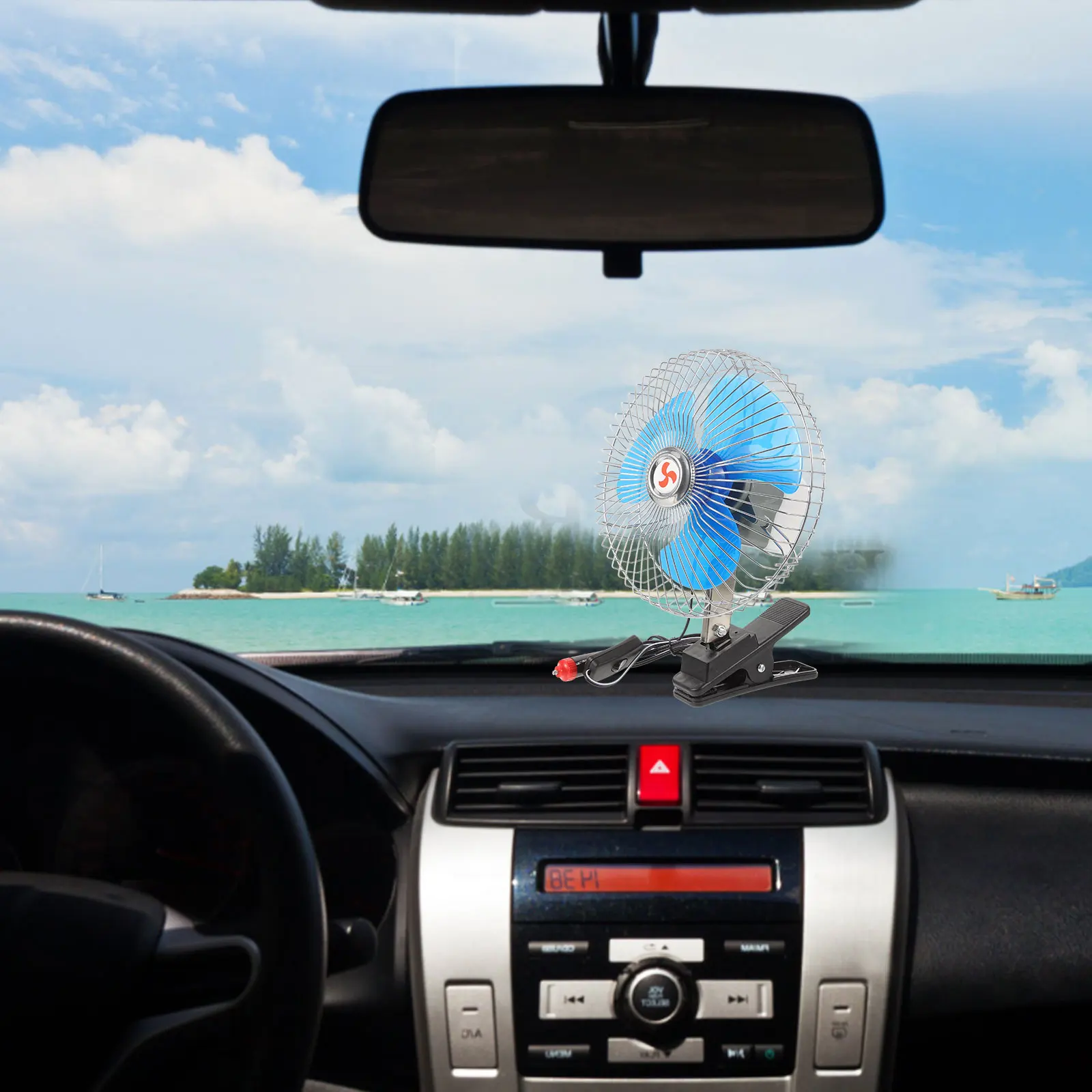 

8 Inch Car Fan 12V Powerful Wind Clip Design Oscillating Head for Truck Van Vehicle Cooling Electric Fans Car Vent Auto