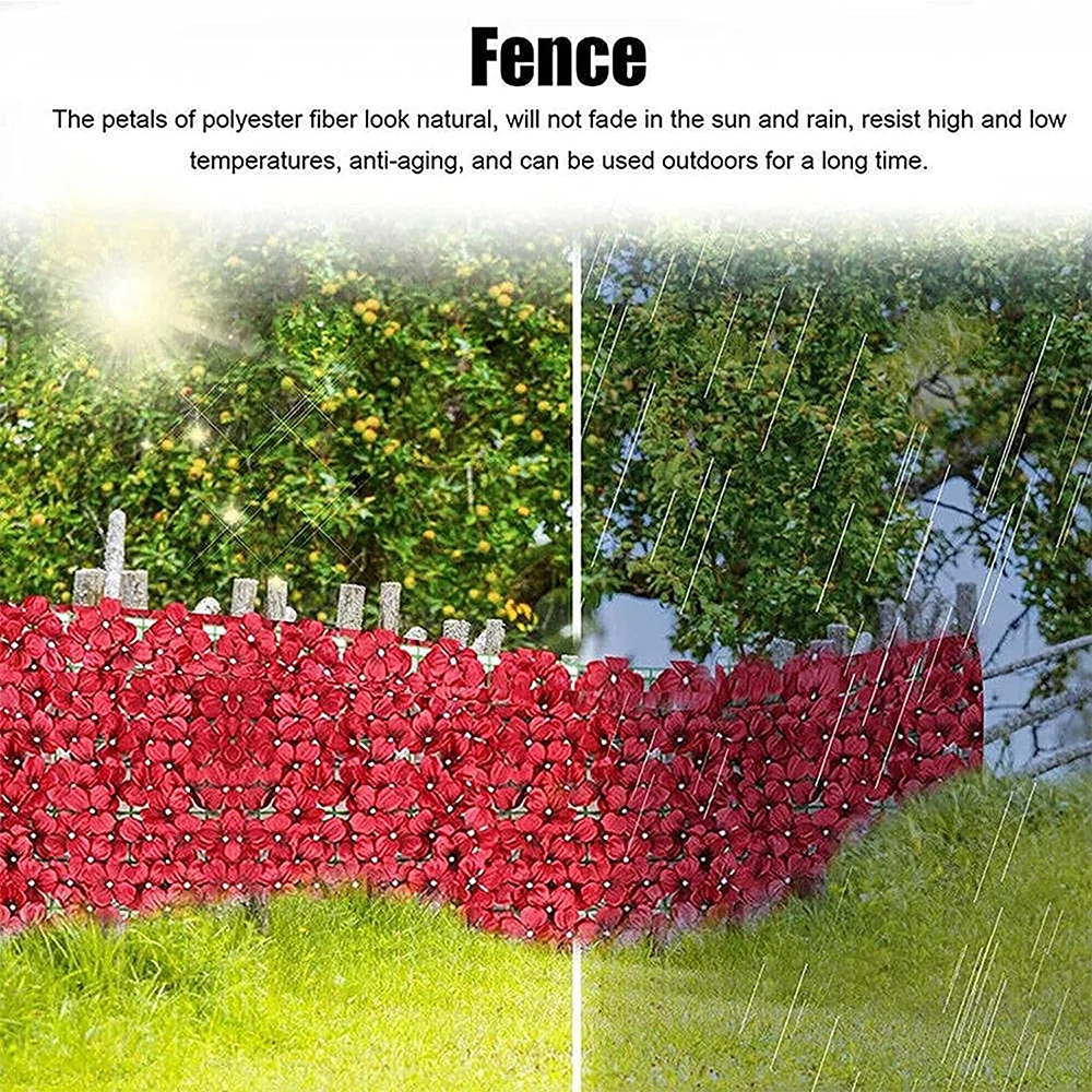 Artificial Flower Panels Wall Hedge Simulation Trellis with Leaves Retractable Fence for Wedding Backdrop Garden Balcony Decor