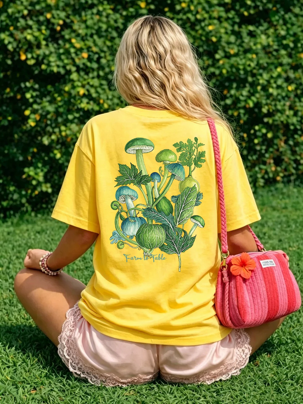 100% Cotton Summer T-Shirts Womens Farm To Table Printing Tops Soft O-Neck Oversized Short Sleeve Tees Casual Womans Clothes