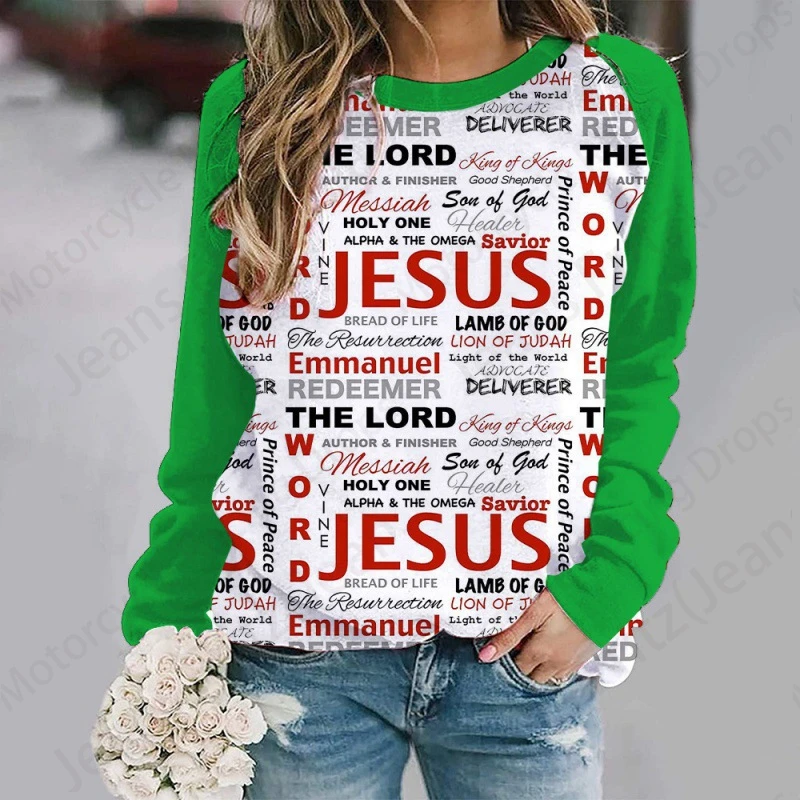 Jesus Christian Sweatshirt Letter 3d Print Hoodie Women Fashion O-neck Hoodies Female Sweats Winter Coat Girl Clothes Sudadera