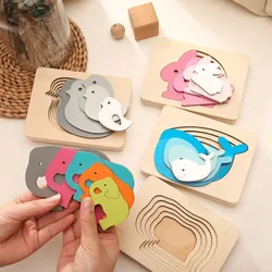 Children Montessori Toys Animal 3D Puzzle For Children Cartoon Animal Elephant Children Jigsaw Board Early Educational Toy Gift