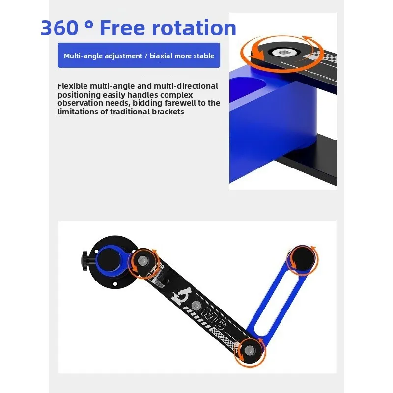 M6 microscope swing arm bracket strong load-bearing smooth lifting universal 360-degree rotating fixed microscope