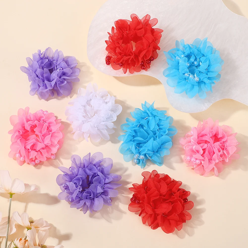 2Pcs/Set Baby Girls Pink Elastic Headband Cute High Hair Ties for Children Spring Festival Holiday Hair Accessories