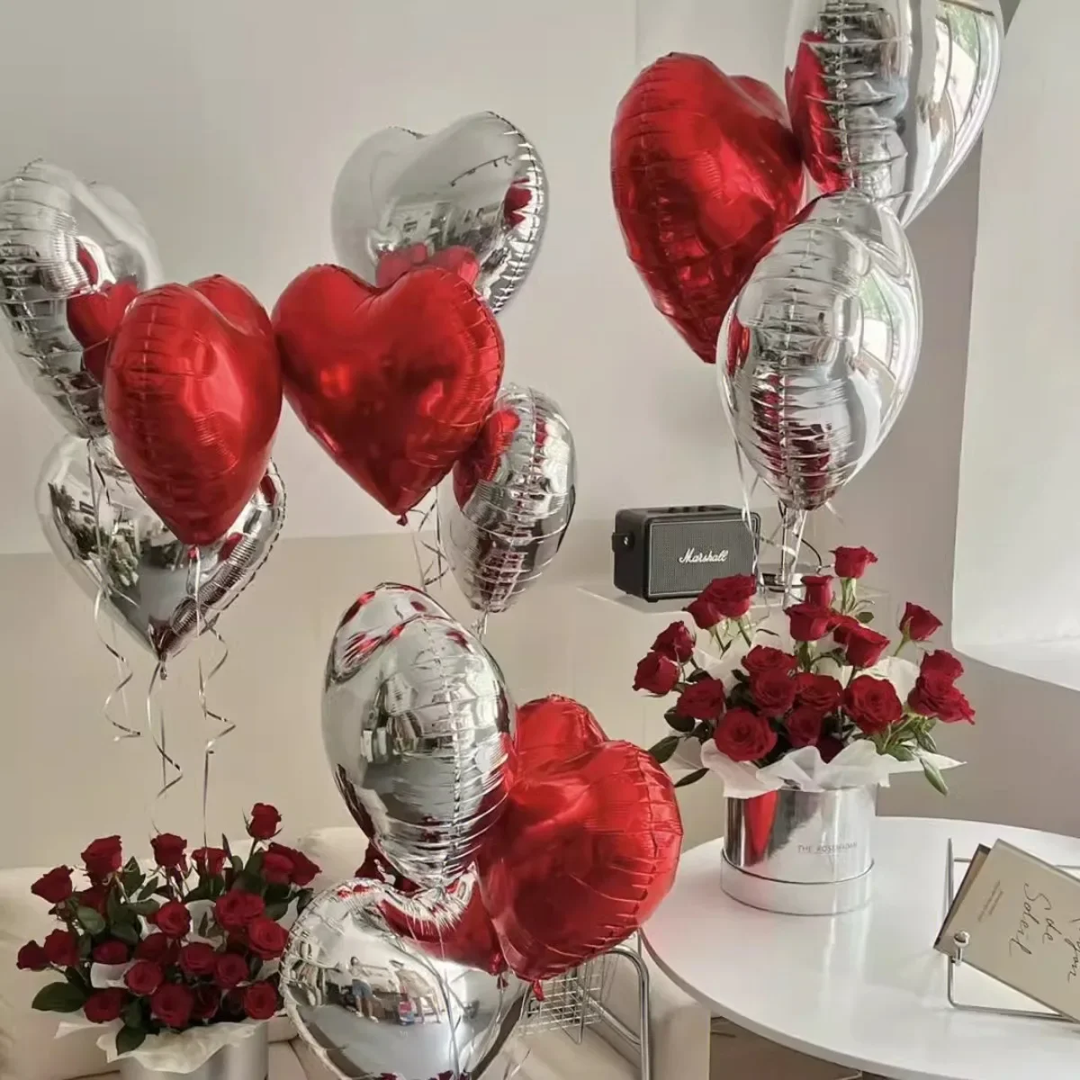 10PCS Foil Heart Shaped Balloons 18 Inch Heart Mylar for Baby Shower Wedding Valentine Decorations Love  Party Valentine's Day