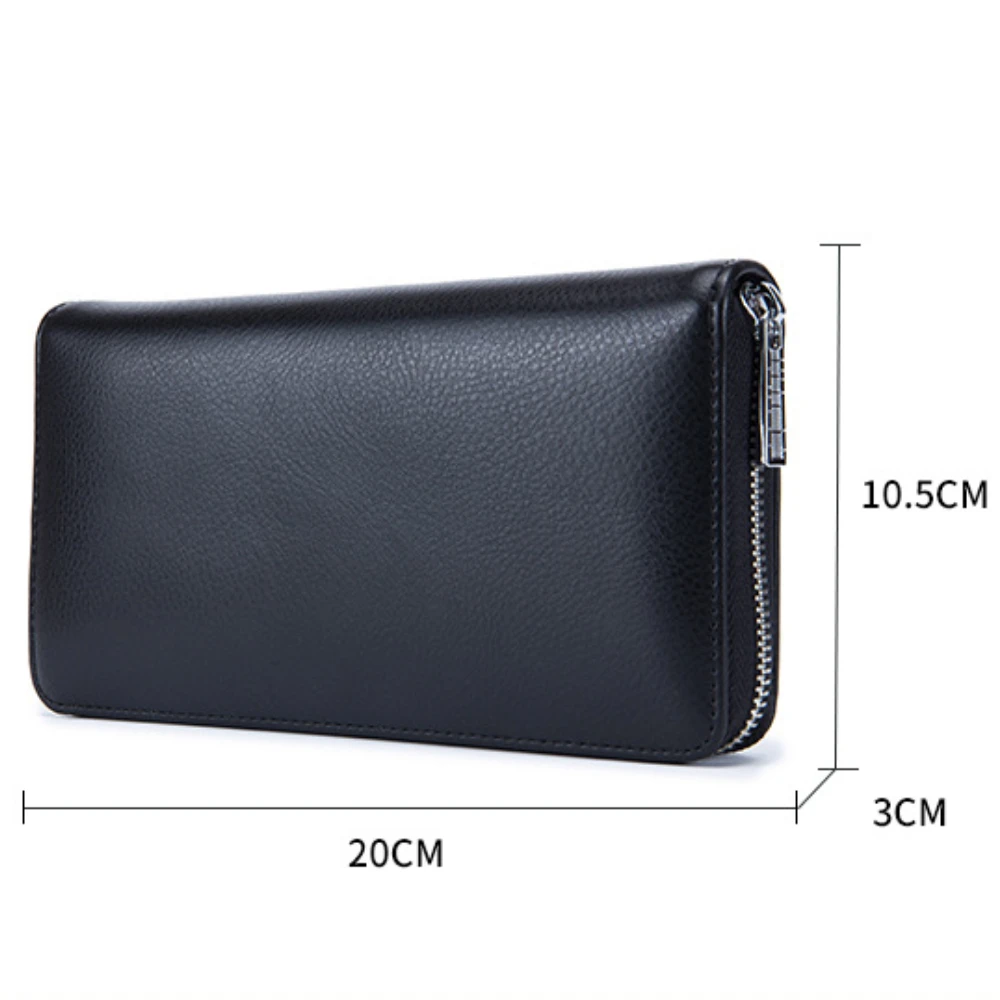 Cartera larga multifuncional de cuero genuino para hombre y mujer, bolso para pasaporte, Rfid, tarjetero de gran capacidad