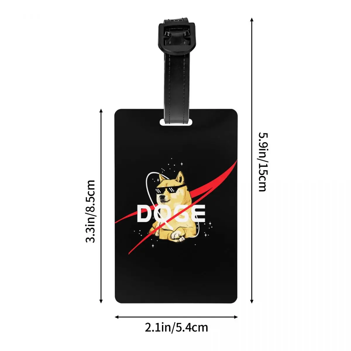 Étiquette de bagage personnalisée Space Doge avec nom, Cheems Dog Shiba Inu Meme, couverture de confidentialité, étiquette d'identification pour sac de voyage, valise