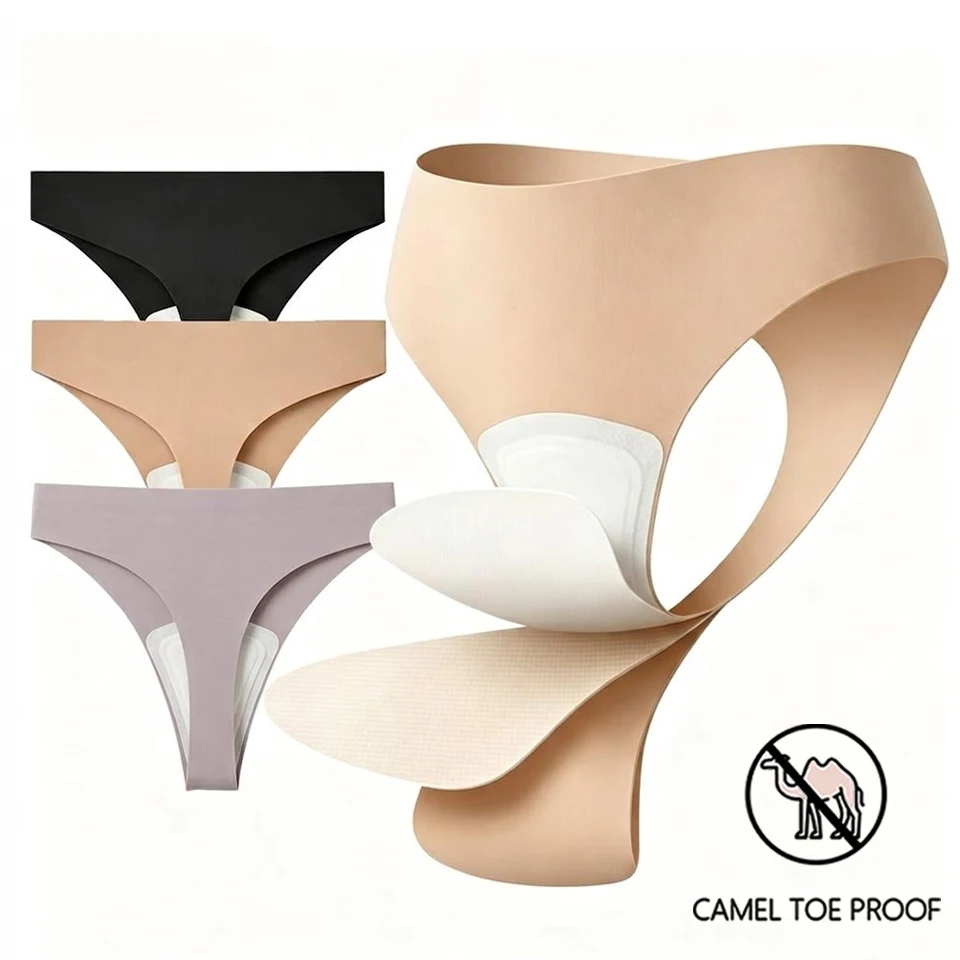 1/3 Stück Nahtlose Anti-Camel-Toe Strings Unsichtbare T-Back Unterwäsche Cameltoe-Schutz Höschen für Fitness Yoga Laufen Leggings – Detail 2