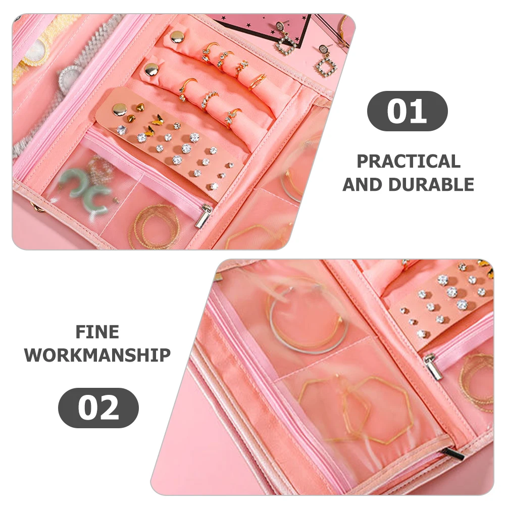

Foldable Jewelry Storage Bag Organizer Pouch Travel Portable Lightweight Soft Multifunctional For Rings Necklaces