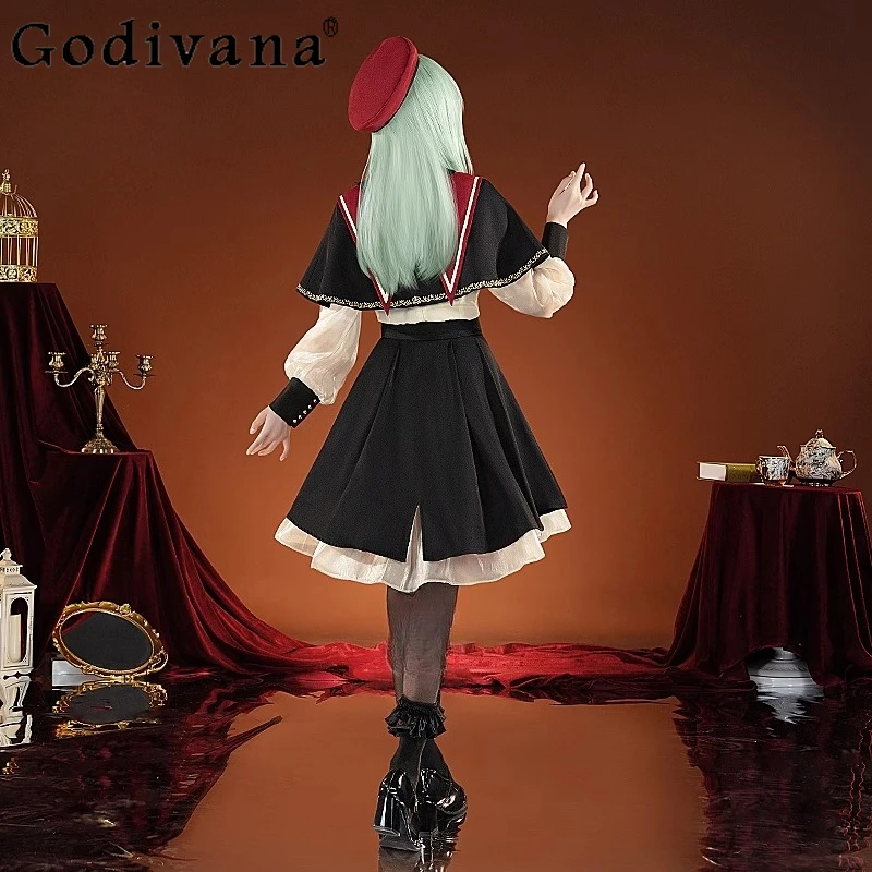 여성 할로윈 의상 세트 Anime Wakaba Mortis BanG 드림 슈트 여성 Ave Mujica 코스프레 의상 스커트 의상