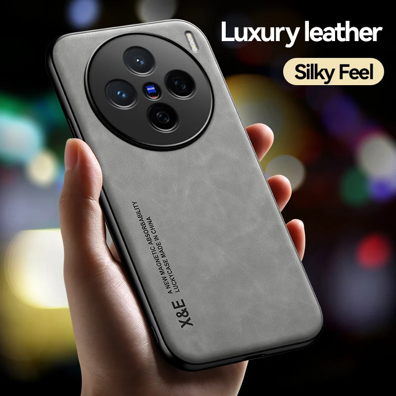 Leather Case for vivo X200 Pro mini 5G Car Magnetic Holder Hard Phone Cover vivoX200Promini V2415A V2405DA V2405A V2405DA V2419A