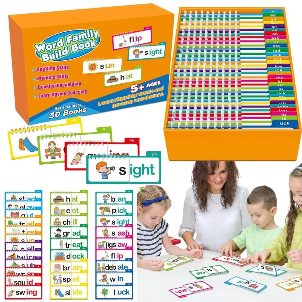 

64 страницы, обучающие игры для чтения, 30 карточек для чтения, перезаписываемые карты, книга для занятий, звуки писем, флэш-карты, разноцветные