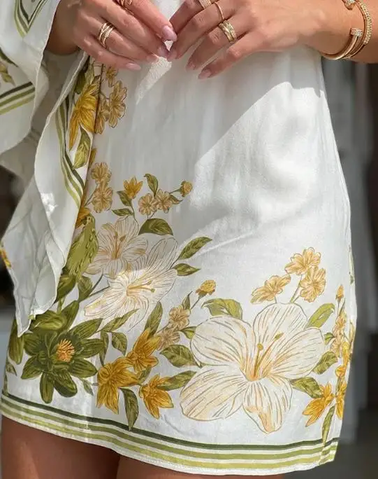 Womens Dresses Floral Print One Shoulder Loose Long Sleeve Mini Dress Casual Contrast Striped Print Zipper Side Vacation Dress