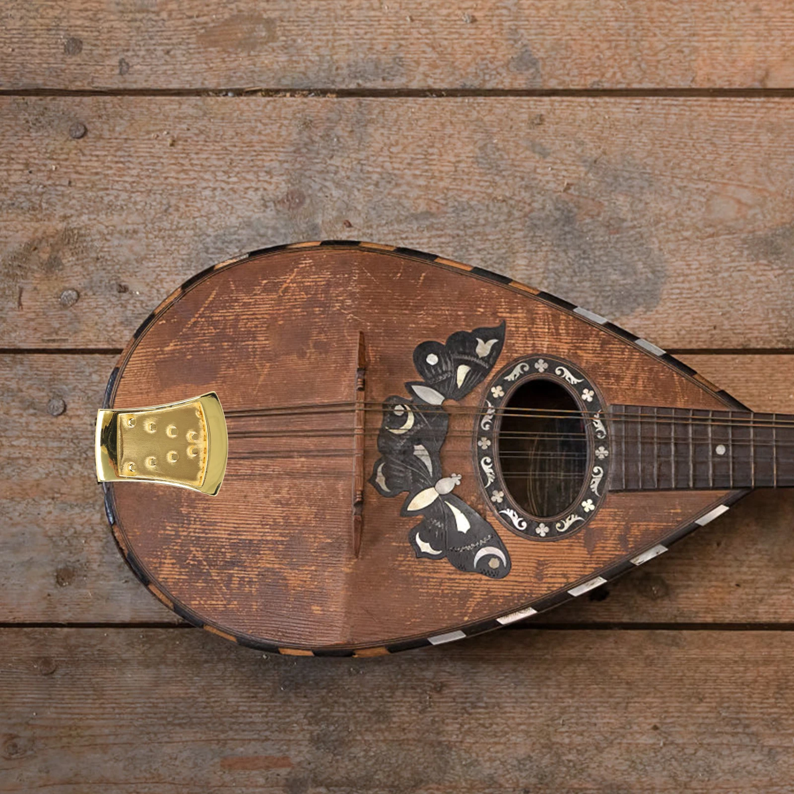 

1Set Mandolin Bridge Tailpiece Alloy Instrument Parts String Fixing Plate Durable Premium Mandolin Accessories