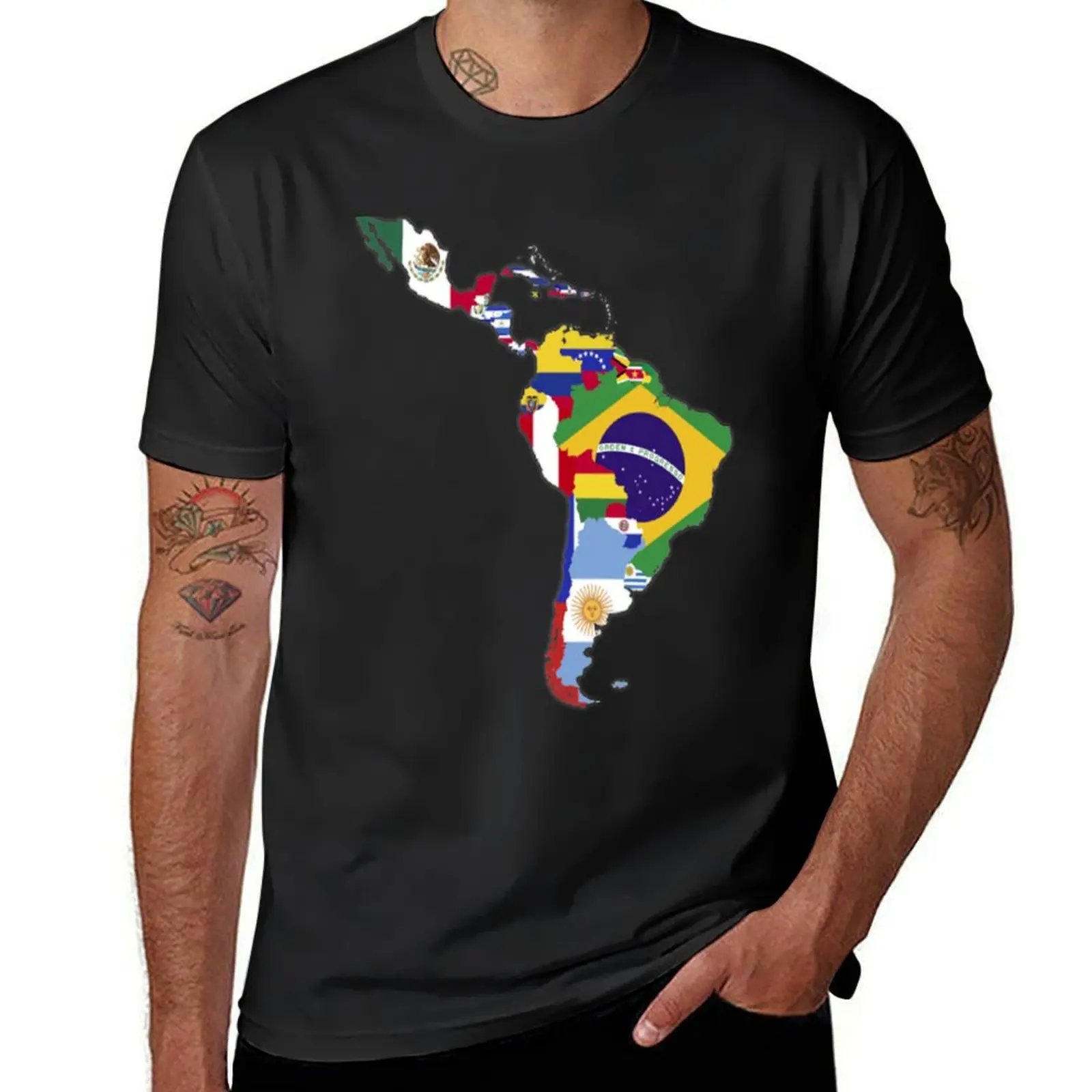 Map Flags of Latin America T-Shirt tops plus sizes boys whites mens cotton t shirts