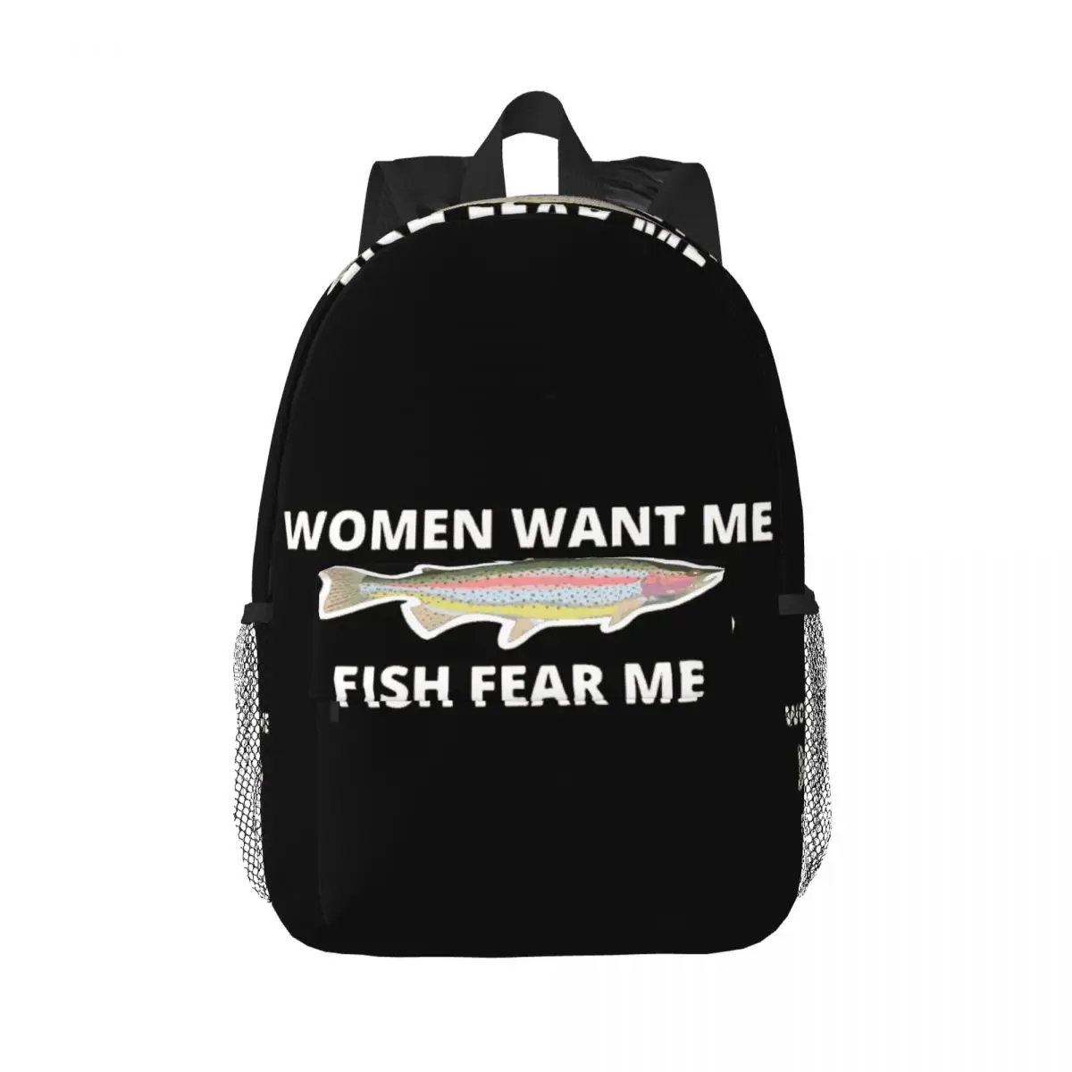 

Women Want Me Fish Fear Me Backpack Middle High College School Student Bookbag