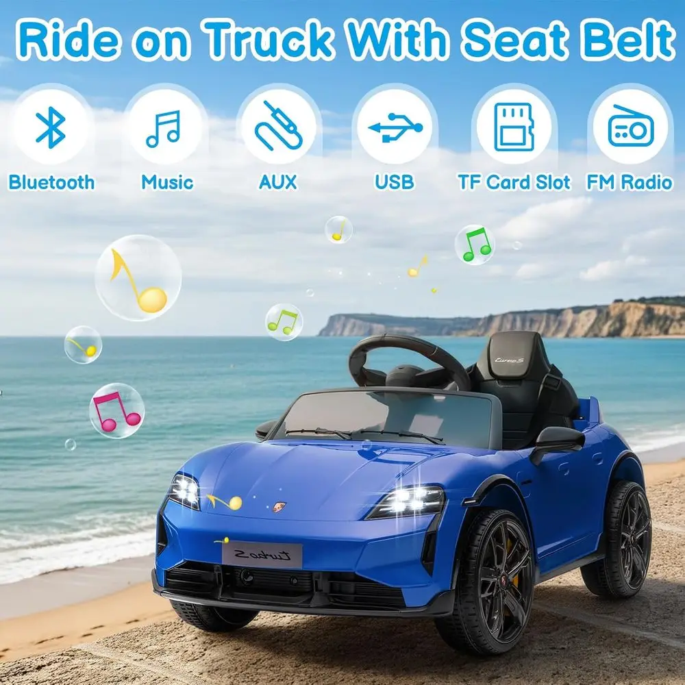 Samochodzik dla dzieci 12V, licencjonowany Porsche Taycan, elektryczny pojazd dla maluchów, pojazd na akumulator z pilotem