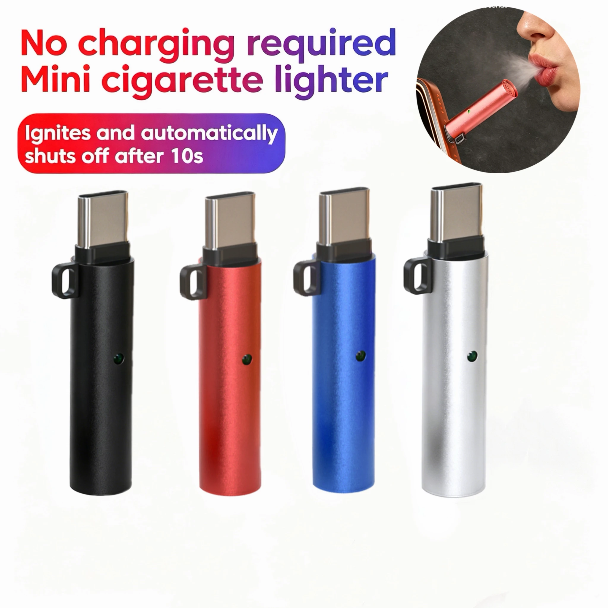 Type-C Mobile Cigarette Lighter Portable Outdoor Safety Air Blowing USB C Cigarette Lighter Adapter For IPhone 15 16 17 Samsung