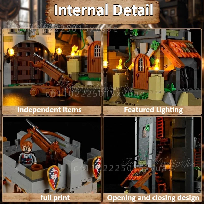 Medieval Series Building Blocks Small Street View Collage Model of Watchtower Toy Collection Desktop Decoration Festival Gift