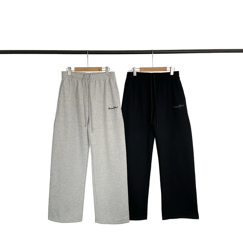 

Casual Embroidered Fce Lined Straight Leg Pants American High Street Trendy Brand Bae Patch Loose Fit Long Trousers