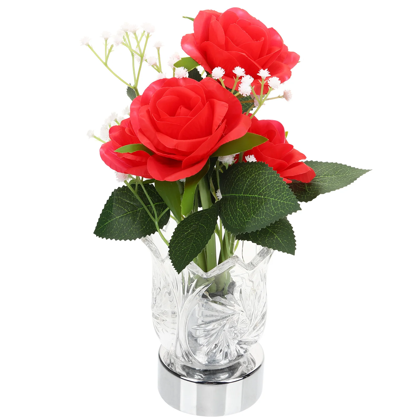 

LED Rose Night Light Flower Vase Lamp Artificial Rose Romantic Room Decor Wedding Party Lighted Flower Teen Gifts