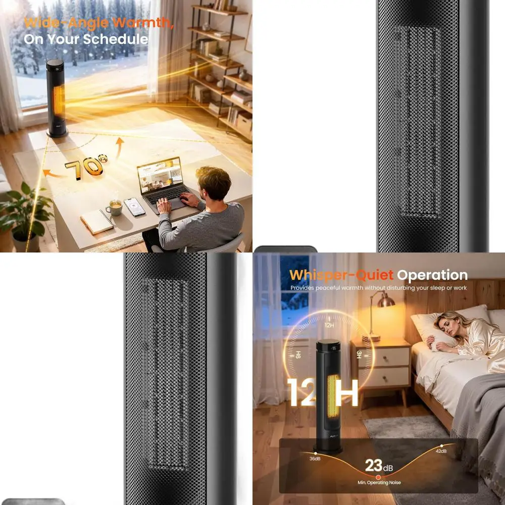 

Портативный электрический обогреватель мощностью 1500 Вт для больших помещений с пультом дистанционного управления, 5 режимов, функция безопасности, блокировка от детей, таймер 12 часов, осциллирующий для дома