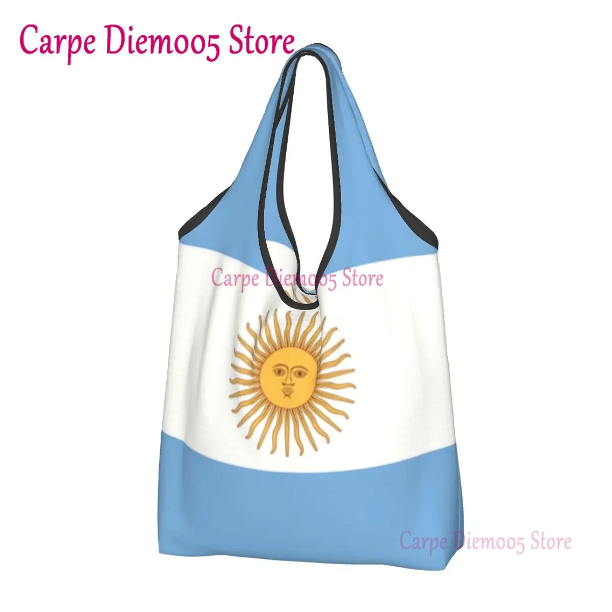 

Cute Print Flag Of Argentina Shopping Tote Bag Portable Shoulder Shopper Handbag