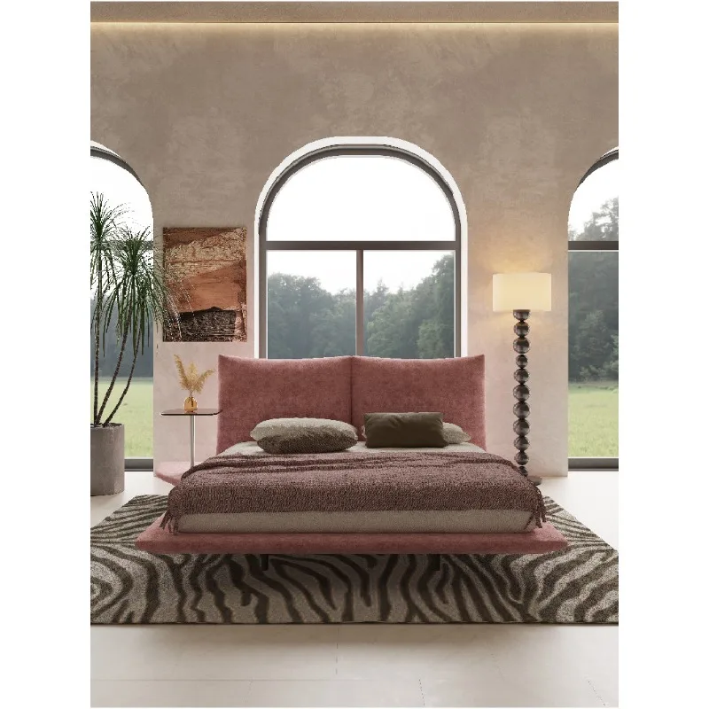 Modern simple fabric petal bed high-end atmospheric suspended soft cloth bed 1.8 meters master bedroom double wedding bed
