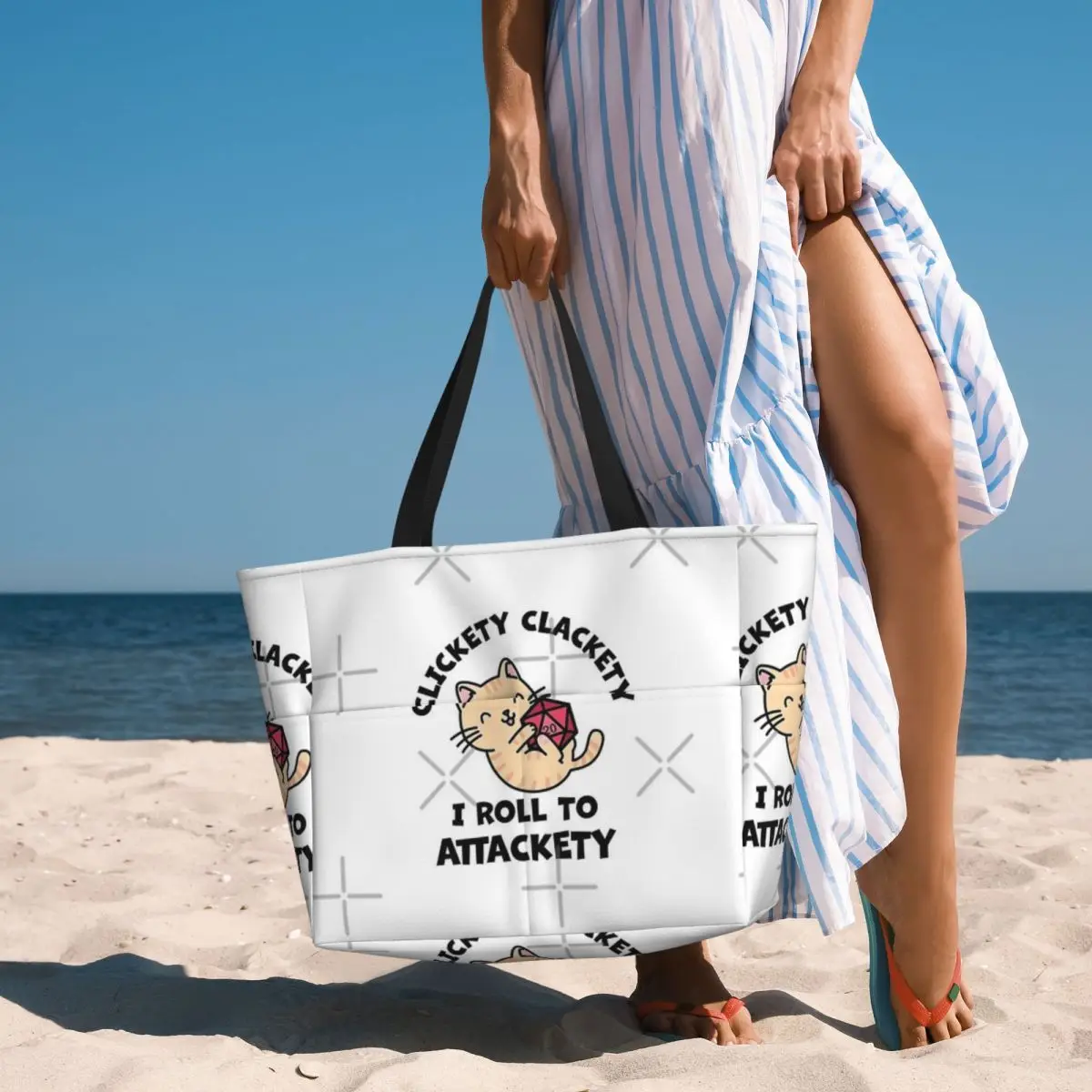 Clichety Clackety I Roll To Attackety borsa da viaggio da spiaggia, Tote Bag alla moda grande capacità fuori regalo di compleanno modello MultiStyle