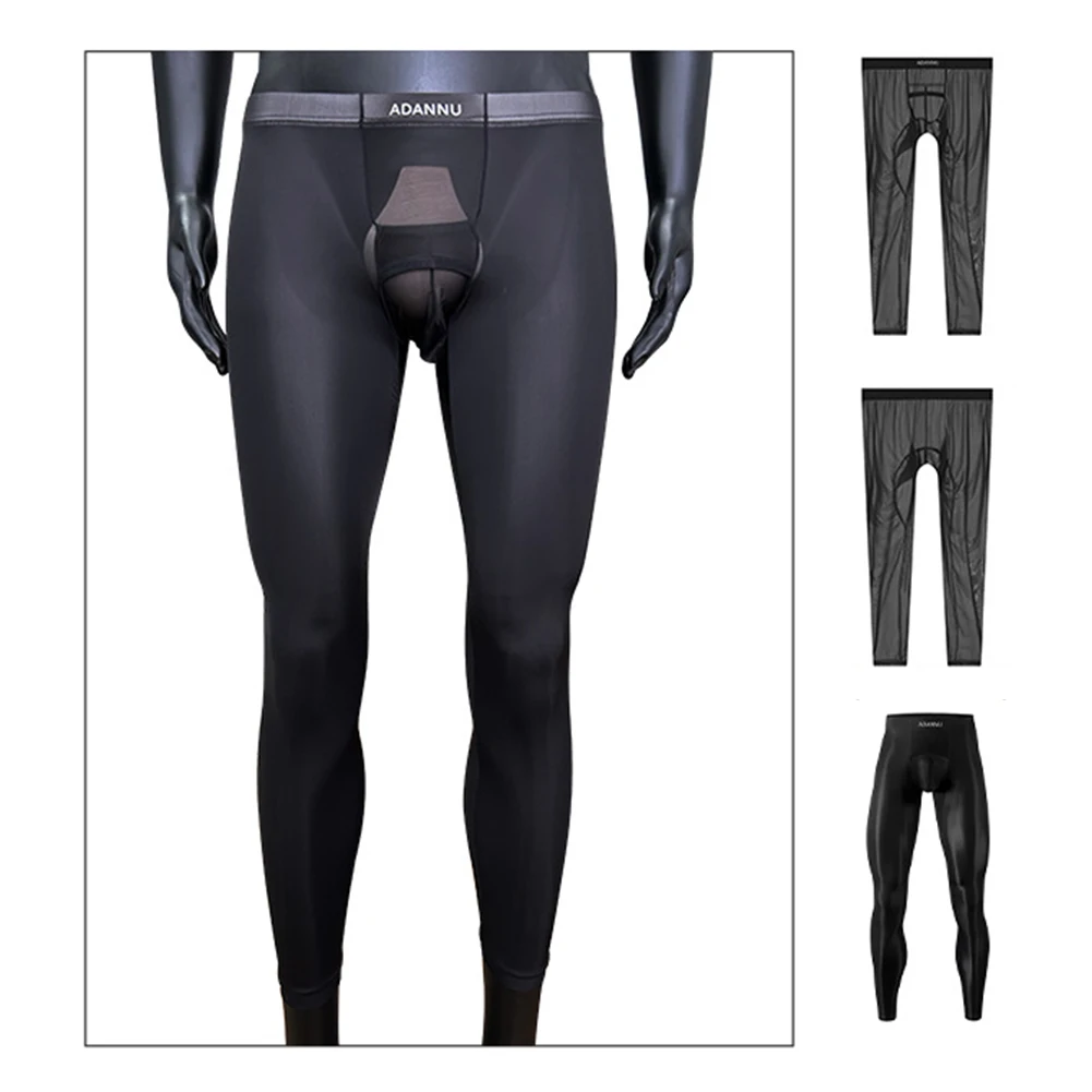 الرجال الجوارب الشفافة طماق مثير بذلة منخفضة الارتفاع طويلة مريحة يوتار السراويل تمتد الملاكم ملخصات الملابس الداخلية #3