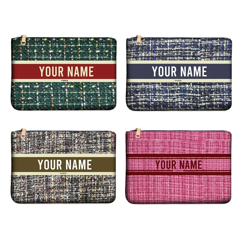 Cotton Knit Customizable Letter Women\'s Clutch Classical Portable Elegant Simple Exquisite For Weekend Vacation Wristlet Bag