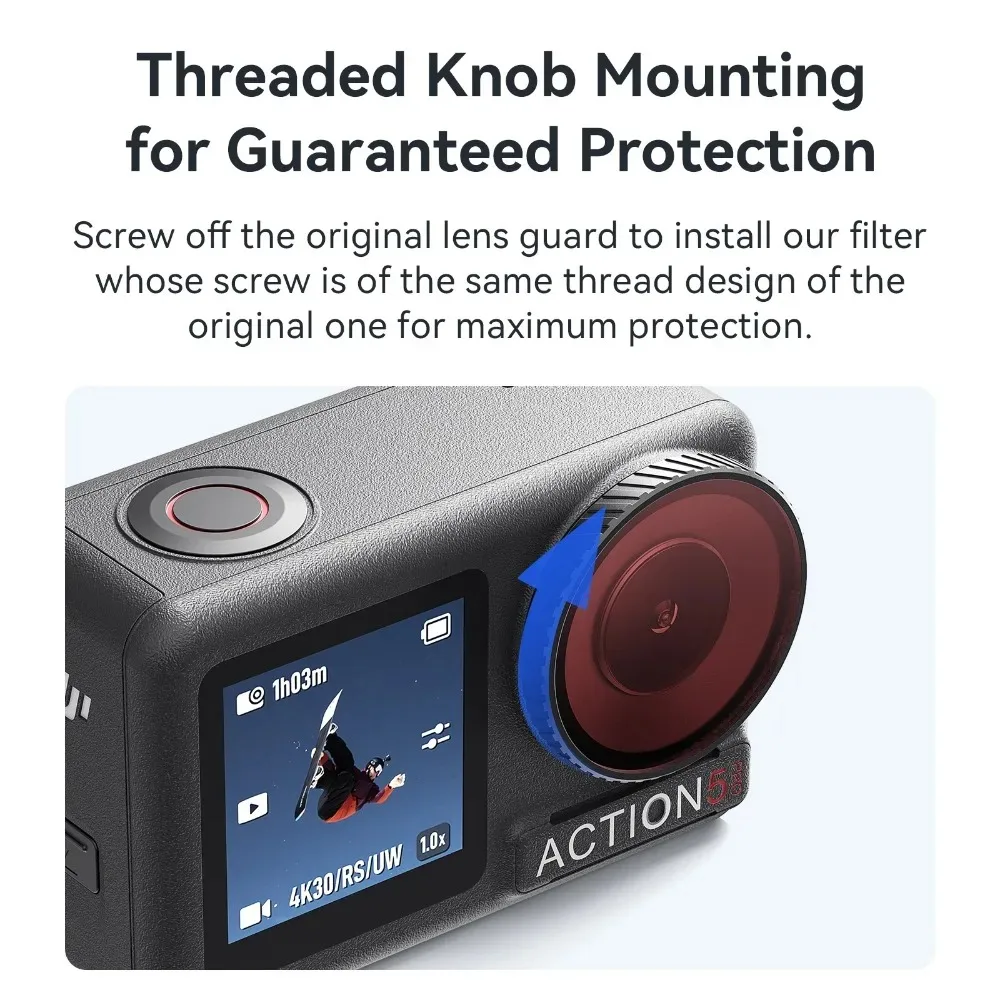 سبائك الألومنيوم عمل كاميرا تصفية 2.0 مللي متر سمك واقية عدسة تصفية مقاوم للماء الغوص تصفية ل DJI Osmo Action 5Pro 4 3