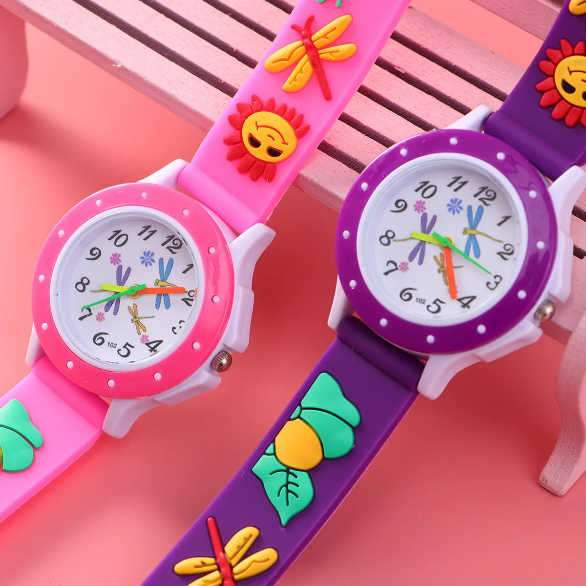 2 قطعة ساعة معصم ثلاثية الأبعاد ثلاثية الأبعاد للرسوم المتحركة الإبداعية المطبوعة ساعة مقاومة للماء هدية للطلاب اليعسوب #4