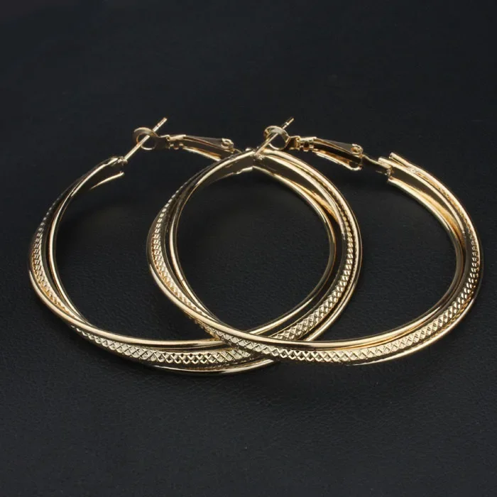 SOHOT Vintage Exaggerate Copper Alloy Big Round Smooth Gold Color Geometry Hoop Earrings For Women Piercing Jewelry Accessories