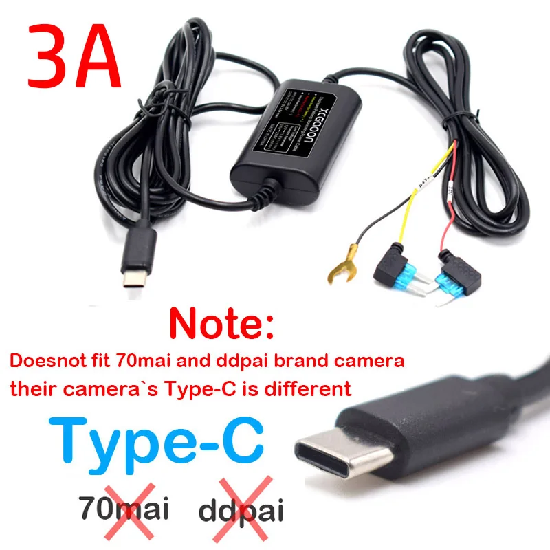 5V 3.0A Parking Monitoring Auto DVR Dashcam Camera Hardwire Kit Met Laagspanningsbeveiliging Mini Micro Type-C USB-oplaadpoort
