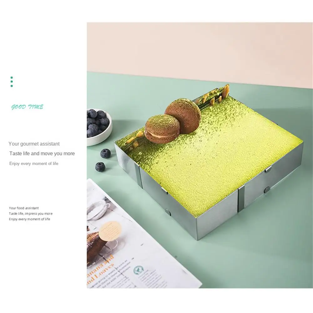 Round and Square Adjustable Mousse Ring Set Stainless Steel Cake Baking Mold Birthday Wedding Cake Decorating Bakeware Tools